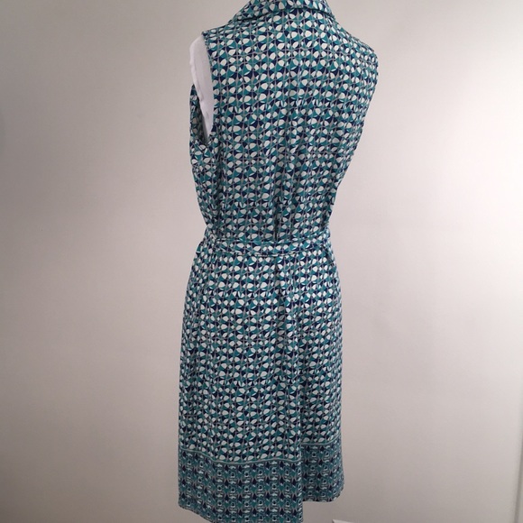 ✅ SOLD Max Studio Turquoise & Navy Sleeveless Shirt Dress - Picture 8 of 8